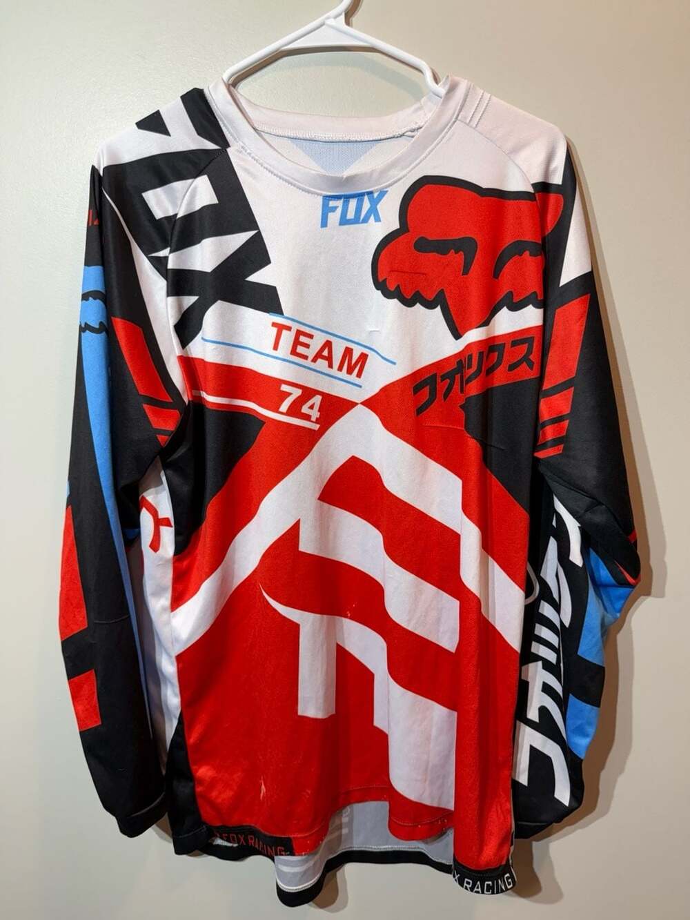 Fox Racing Team 74 Motocross Long Sleeve Jersey Red White Black